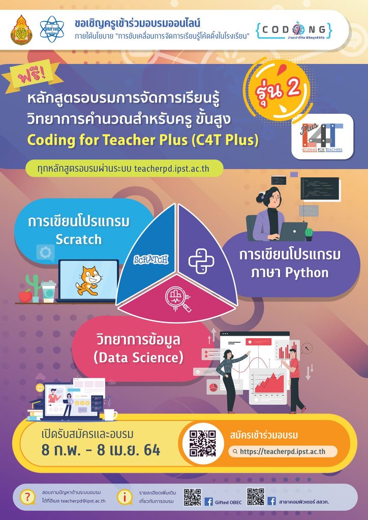 135638555 4169108416437392 6676619935792394281 o สพฐ. ร่วมกับสสวท. จัดอบรมออนไลน์หลักสูตรการจัดการเรียนรู้วิทยาการคำนวณสำหรับครู C4T และ C4T Plus รุ่น 2