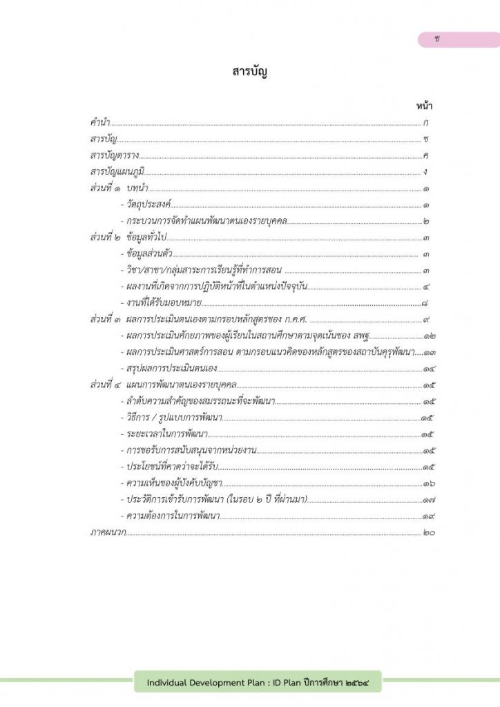 แจกฟรี รายงาน ID Plan ปีการศึกษา64