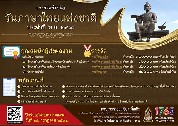 ประกวดคําขวัญวันภาษาไทยแห่งชาติ ประจําปี พ.ศ. 2565