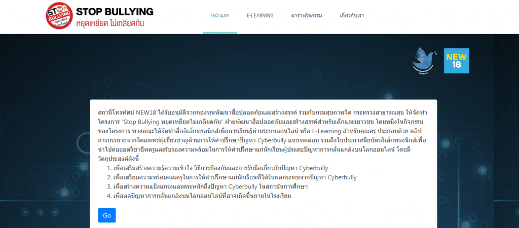 แบบทดสอบ E-Learning Cyber Bully เกี่ยวกับการให้คำปรึกษา หยุดเหยียดไม่เกลียดกัน โครงการ STOP BULLYING ประจำปี 2021