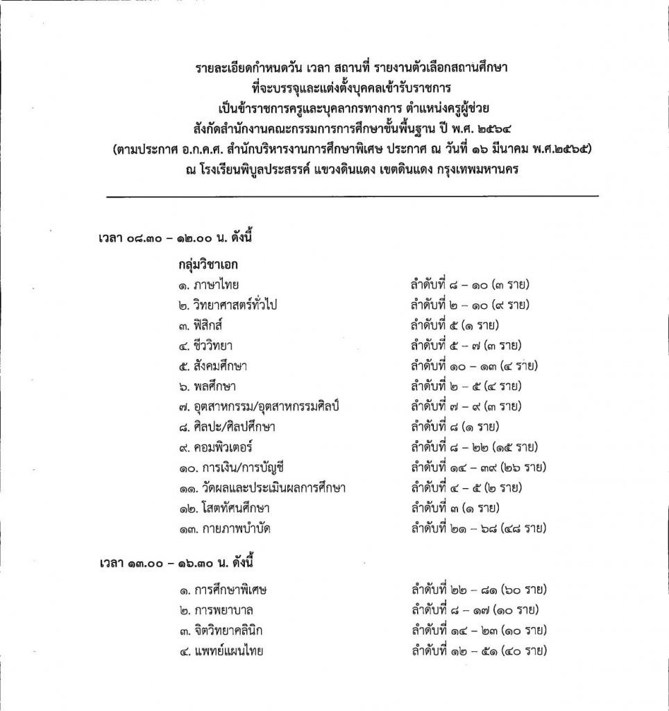 สำนักบริหารงานการศึกษาพิเศษ เรียกบรรจุครูผู้ช่วยรอบ2 จำนวน 210 อัตรา รายงานตัววันที่ 2 พฤษภาคม 2565