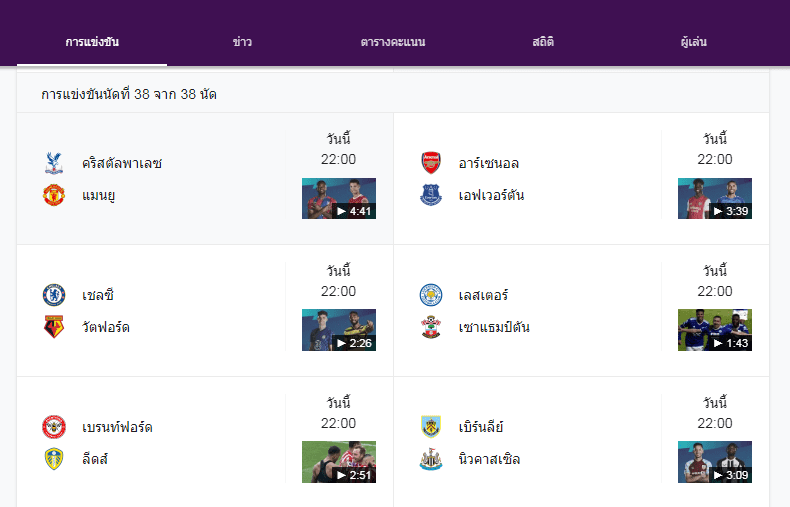 ลิงก์ดูบอลพรีเมียร์ลีกสด วันนี้ ครบทุกคู่ 2021/2022
