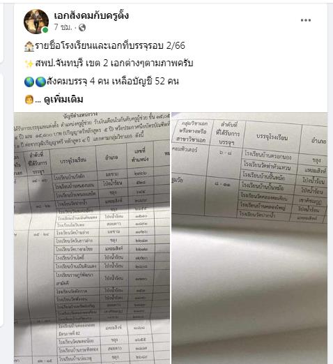 สพป.จันทบุรีเขต2 เรียกบรรจุครูผู้ช่วยรอบ2 จำนวน 34 อัตรา บัญชี 2566 รายงานตัว 29 สิงหาคม 2566