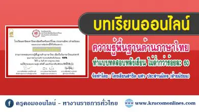 แบบทดสอบออนไลน์ เรื่องความรู้และทักษะทางภาษาไทย