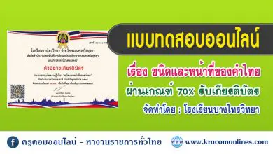 แบบทดสอบออนไลน์ กิจกรรมวันภาษาไทยแห่งชาติ ประจำปี 2564