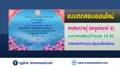 แบบทดสอบออนไลน์ วันสำคัญของไทย 16 มกราคม 2565 วันครูแห่งชาติ โดยห้องสมุดประชาชนอำเภอหัวหิน จังหวัดประจวบคีรีขันธ์