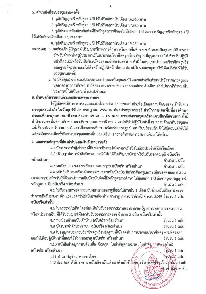 ubon2 3 สพป.อุบลราชธานีเขต2 เรียกบรรจุครูผู้ช่วย จำนวน 28 อัตรา