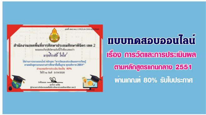 แบบทดสอบวัดความรู้ ความเข้าใจ การอบรมออนไลน์ หลักสูตร "การวัดและประเมินผลการเรียนรู้