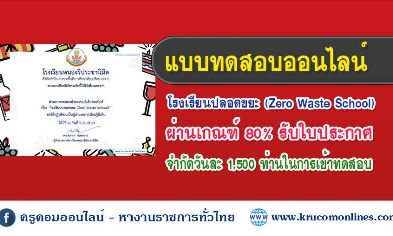 แบบทดสอบออนไลน์ เรื่อง โรงเรียนปลอดขยะ (Zero Waste School)