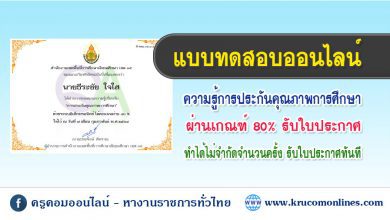 แบบทดสอบออนไลน์ เรื่อง ความรู้การประกันคุณภาพการศึกษา