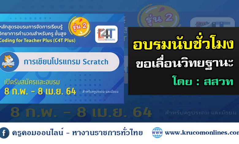 สสวท อบรม 1 [รุ่นที่ 2] อบรมออนไลน์การเขียนโปรแกรม Scratch Coding Online for Teacher Plus: C4T Plus-Scratch