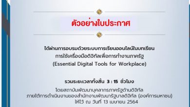 บทเรียนออนไลน์ เรื่อง การใช้เครื่องมือดิจิทัลเพื่อการทำงานภาครัฐ