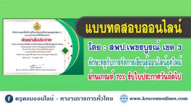 แบบทดสอบออนไลน์ เรื่อง ทักษะครูกับการจัดการเรียนรู้ออนไลน์ยุคใหม่