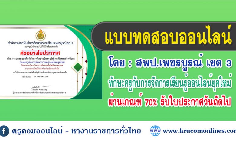 แบบทดสอบออนไลน์ เรื่อง ทักษะครูกับการจัดการเรียนรู้ออนไลน์ยุคใหม่