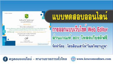 แบบทดสอบออนไลน์ การออกแบบเว็บเพจด้วย Web editor