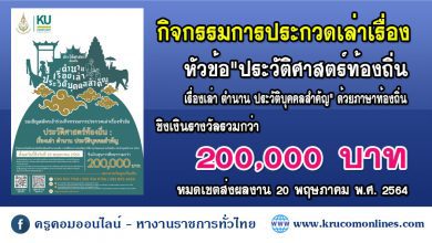 กิจกรรมการการประกวดเล่าเรื่องหัวข้อ “ประวัติศาสตร์ท้องถิ่น : เรื่องเล่า ตำนาน ประวัติบุคคลสำคัญ”