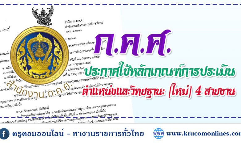 ประกาศใช้หลักเกณฑ์การประเมินตำแหน่งและวิทยฐานะ