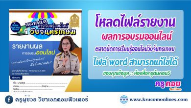 รายงานผลการอบรมออนไลน์ ตลาดนัดการเรียนรู้ออนไลน์วังจันทรเกษม