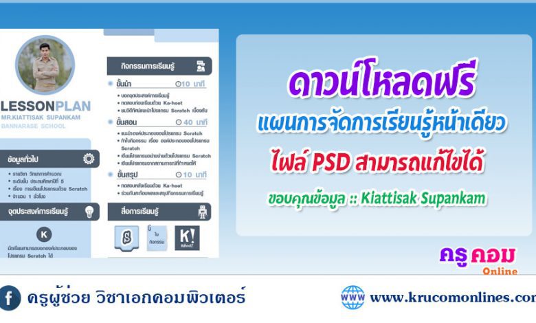 โหลดฟรี แผนการจัดการเรียนรู้หน้าเดียว