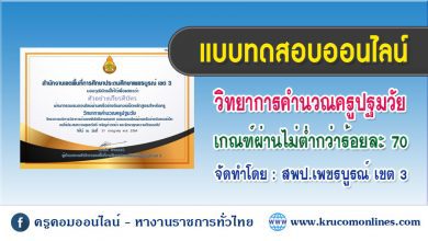 แบบทดสอบออนไลน์ สพป.เพชรบูรณ์เขต3 วิทยาการคำนวณครูปฐมวัย