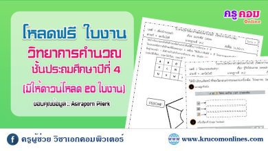 ใบกิจกรรม วิทยาการคำนวณ ป4 แบ่งปันสื่อ ใบกิจกรรม คอมพิวเตอร์ ทั้งหมด 19 ใบงานไฟล์ PDF