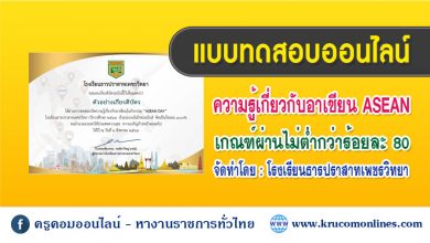 ตอบปัญหาอาเซียนออนไลน์ เนื่องในกิจกรรม ASEAN DAY