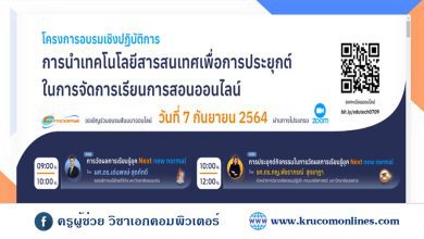 อบรมสัมมนาเชิงปฏิบัติการ การนำเทคโนโลยีสารสนเทศเพื่อประยุกต์ในการจัดการเรียนการสอนออนไลน์ เรื่องการวัดผลการเรียนรู้ยุค Next new normal