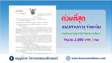 แนวทางการดำเนินงานโครงการให้ความช่วยเหลือบรรเทาภาระค่าใช้จ่ายด้านการศึกษา ในช่วงการแพร่ระบาดของโรคโควิด 19