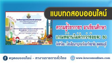 แบบทดสอบความรู้ทักษะทางวิชาการฯ วิชาอาเซียนศึกษา