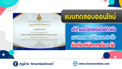 แบบทดสอบออนไลน์ การวัดประเมินผลทักษะด้านการเข้าใจดิจิทัล (Digital Literacy)