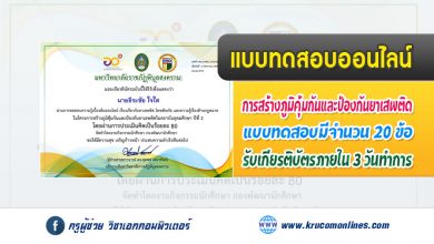 แบบทดสอบออนไลน์ การสร้างภูมิคุ้มกันและป้องกันยาเสพติดในสถาบันอุดมศึกษา