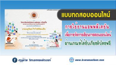 แบบทดสอบออนไลน์ การใช้งานแอพพลิเคชัน เพื่อการจัดการเรียนการสอนออนไลน์