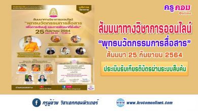 แบบประเมินรับเกียรติบัตรการสัมมนา พุทธนวัตกรรมการสื่อสารเพื่อการเรียนรู้ และพัฒนาที่ยั่งยืน 25 กันยายน 64