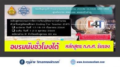 สพมเลย หนองบัวลำภู ขอเชิญครูผู้สอนสาระเทคโนโลยีอบรมออนไลน์