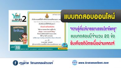 แบบทดสอบออนไลน์ ความรู้เกี่ยวกับเรื่องจรรยาบรรณวิชาชีพครู รับเกียรติบัตรฟรี