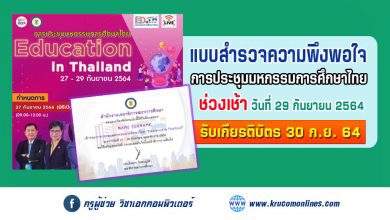 แบบสำรวจความพึงพอใจ (เช้าวันที่29) การประชุมมหกรรมการศึกษาไทย Education in Thailand