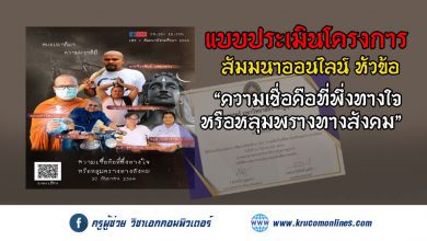 แบบประเมินโครงการสัมมนา "ความเชื่อคือที่พึ่งทางใจหรือหลุมพรางทางสังคม"