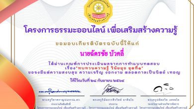 ดาวน์โหลดเกียรติบัตร แบบทดสอบทบทวนความรู้ วิชาวินัยมุข ชุดที่๑