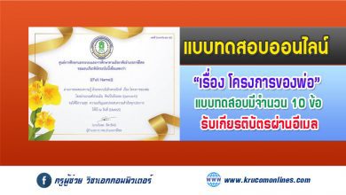 แบบทดสอบออนไลน์เรื่อง โครงการของพ่อ