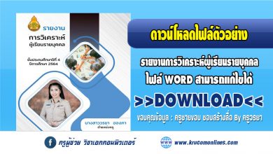 ตัวอย่าง รายงานการวิเคราะห์ผู้เรียนรายบุคคล ปีการศึกษา 2564 โดยเพจ ครูชายขอบ ชอบสร้างสื่อ By ครูวรยา