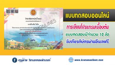 แบบทดสอบออนไลน์ การเขียนโปรแกรมเบื้องต้น รับเกียรติบัตรฟรี