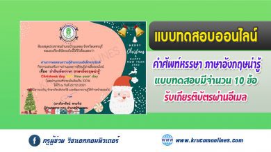 แบบทดสอบความรู้ เรื่อง "คำศัพท์หรรษา ภาษาอังกฤษน่ารู้" Christmas day and New year' day