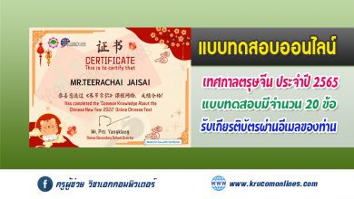 กิจกรรมตอบคำถาม เพื่อรับเกียรติบัตร เนื่องในเทศกาลตรุษจีน ประจำปี 2565 โดย โรงเรียนไทรน้อย