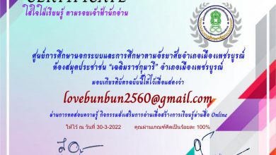 แบบทดสอบออนไลน์ คนไทยใส่ใจเรียนรู้..ตามรอย เจ้าฟ้านักอ่าน ผ่านเกณฑ์80%รับเกียรติบัตร