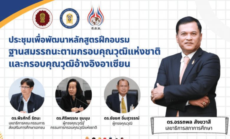 การประชุมเชิงปฏิบัติการเพื่อพัฒนาหลักสูตรฝึกอบรมฐานสมรรถนะตามกรอบคุณวุฒิแห่งชาติและกรอบคุณวุฒิอ้างอิงอาเซียน 2565