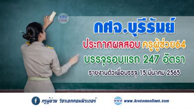 กศจ.บุรีรัมย์ ประกาศผลสอบครูผู้ช่วย 2564 รอบทั่วไป