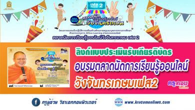 ลิงก์แบบประเมินรับเกียรติบัตร อบรมตลาดนัดการเรียนรู้ออนไลน์วังจันทรเกษมเฟส2