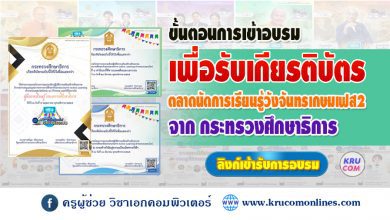 ขั้นตอนการเข้าอบรม และการรับเกียรติบัตรตลาดนัดการเรียนรู้วังจันทรเกษมเฟส2