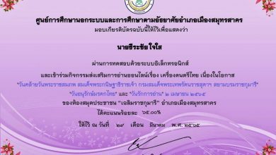 แบบทดสอบออนไลน์ ความรู้เกี่ยวกับเรื่องดนตรีไทย ผ่านเกณฑ์60%รับเกียรติบัตรทางอีเมล