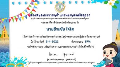 แบบทดสอบออนไลน์ กิจกรรมส่งเสริมการอ่านออนไลน์ เรื่องวันสงกรานต์ ผ่านเกณฑ์70%รับเกียรติบัตรทางอีเมล โดย ห้องสมุดประชาชนอำเภอพระนครศรีอยุธยา